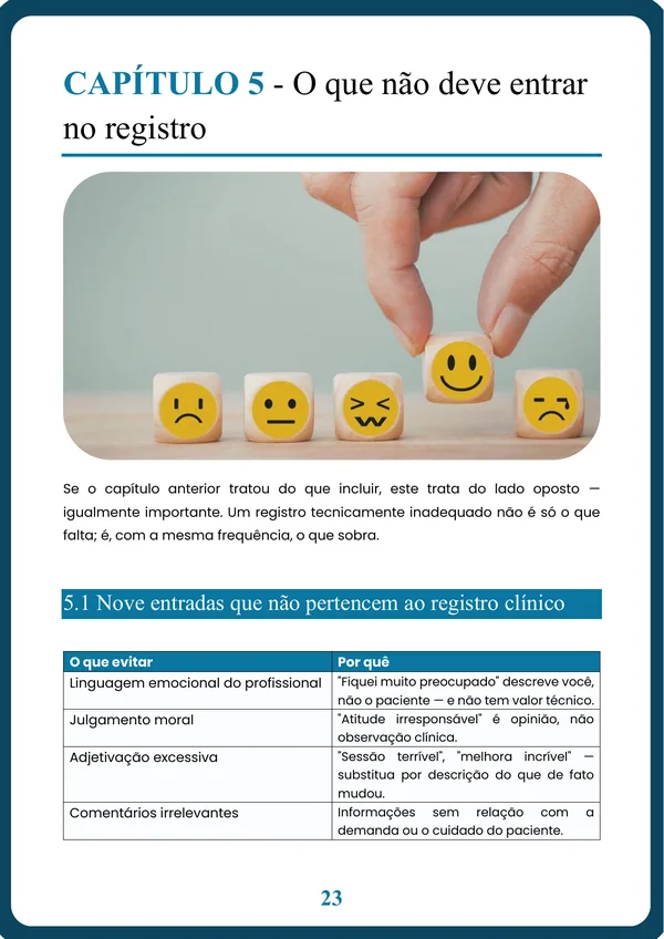 O que nunca deve entrar no registro
