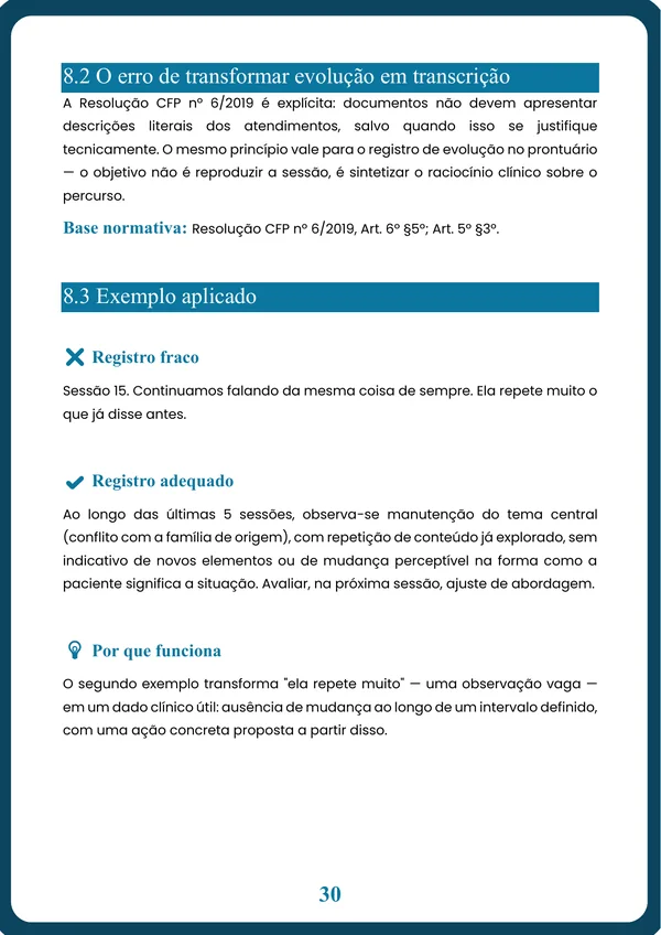 Evolução: registro fraco x adequado